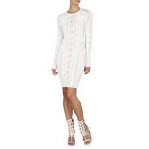 BCBG Jaime Cableknit Sweater Dress in Gardenia